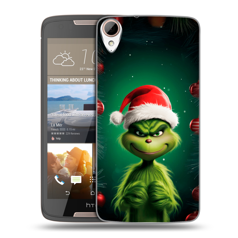 Силиконовый чехол на HTC Desire 828 с принтом Гринч Новый год Рождество Силиконовый чехол на HTC Desire 828 с принтом Гринч Новый год Рождество
