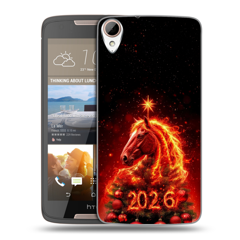 Силиконовый чехол на HTC Desire 828 с принтом Новый год Силиконовый чехол на HTC Desire 828 с принтом Новый год