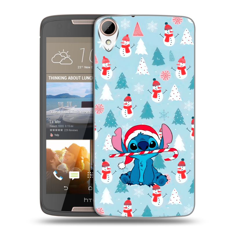 Пластиковый чехол на HTC Desire 828 с принтом Стич Новый год Пластиковый чехол на HTC Desire 828 с принтом Стич Новый год