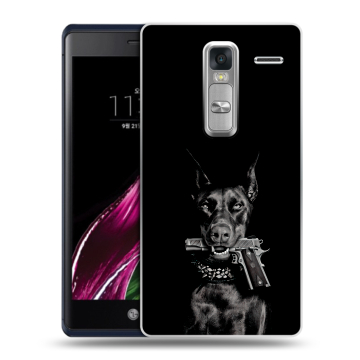 Пластиковый чехол на LG Class с принтом Доберман и пистолет Пластиковый чехол на LG Class с принтом Доберман и пистолет