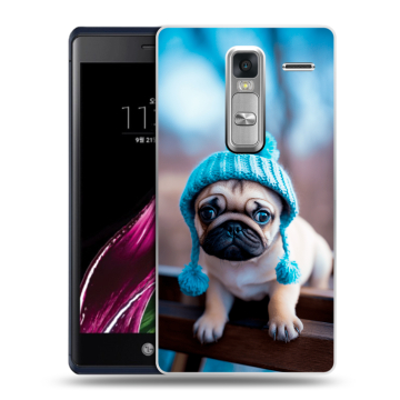 Пластиковый чехол на LG Class с принтом Мопс в шапке