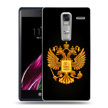 Пластиковый чехол на LG Class с принтом Герб России желтый