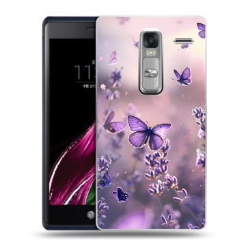 Пластиковый чехол на LG Class с принтом бабочки и лаванда