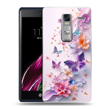 Пластиковый чехол на LG Class с принтом цветы бабочки Пластиковый чехол на LG Class с принтом цветы бабочки