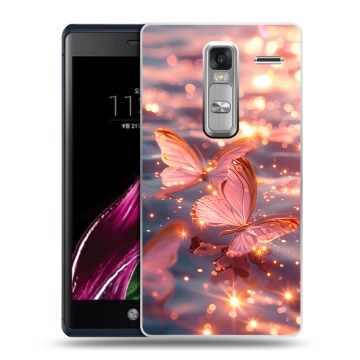Пластиковый чехол на LG Class с принтом бабочки розовые