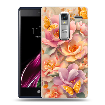 Пластиковый чехол на LG Class с принтом Цветы и бабочки