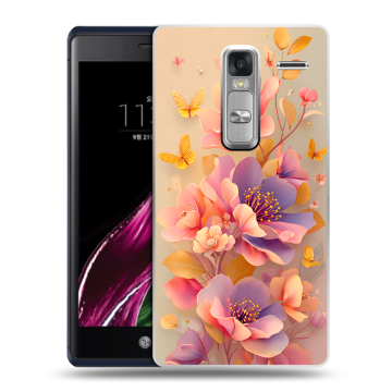 Пластиковый чехол на LG Class с принтом Цветы и бабочки
