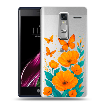 Пластиковый чехол на LG Class с принтом цветы бабочки
