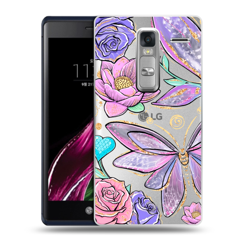 Пластиковый чехол на LG Class с принтом Бабочки и цветы Пластиковый чехол на LG Class с принтом Бабочки и цветы