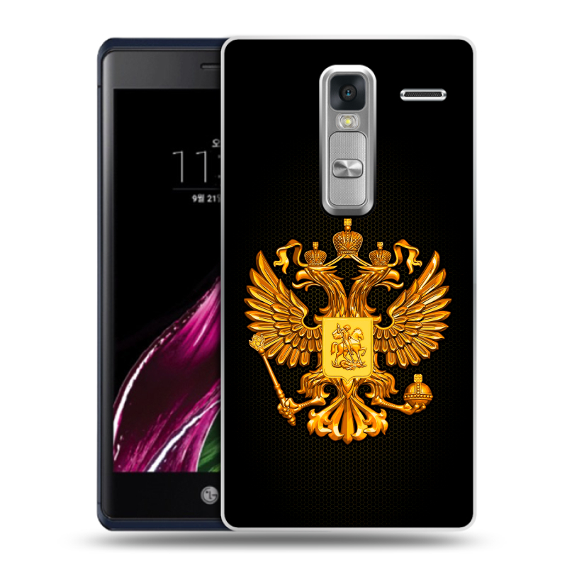Пластиковый чехол на LG Class с принтом Герб России желтый Пластиковый чехол на LG Class с принтом Герб России желтый