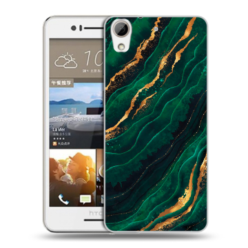 Пластиковый чехол на HTC Desire 728 с принтом Мрамор зеленое золото
