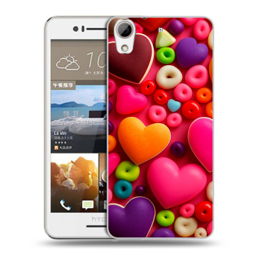 Пластиковый чехол на HTC Desire 728 с принтом Сердечки