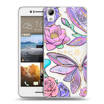 Пластиковый чехол на HTC Desire 728 с принтом Бабочки и цветы