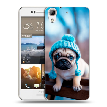 Пластиковый чехол на HTC Desire 728 с принтом Мопс в шапке