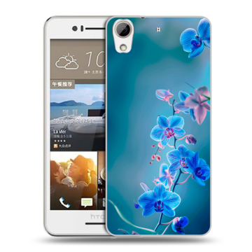 Пластиковый чехол на HTC Desire 728 с принтом Голубые цветы