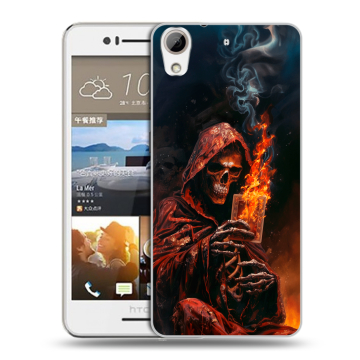 Пластиковый чехол на HTC Desire 728 с принтом Скелет и карты