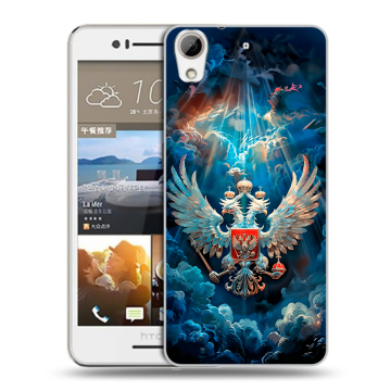 Пластиковый чехол на HTC Desire 728 с принтом Герб флаг России