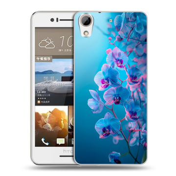 Пластиковый чехол на HTC Desire 728 с принтом голубые орхидеи