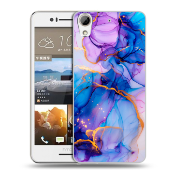 Пластиковый чехол на HTC Desire 728 с принтом синий мрамор