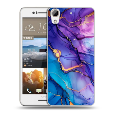 Пластиковый чехол на HTC Desire 728 с принтом синий мрамор