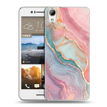 Пластиковый чехол на HTC Desire 728 с принтом розовый мрамор