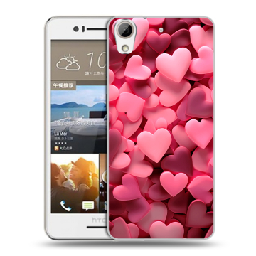Пластиковый чехол на HTC Desire 728 с принтом розовые сердечки