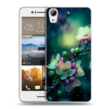 Пластиковый чехол на HTC Desire 728 с принтом Цветы и мрамор Пластиковый чехол на HTC Desire 728 с принтом Цветы и мрамор