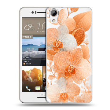 Пластиковый чехол на HTC Desire 728 с принтом Бежевые цветы