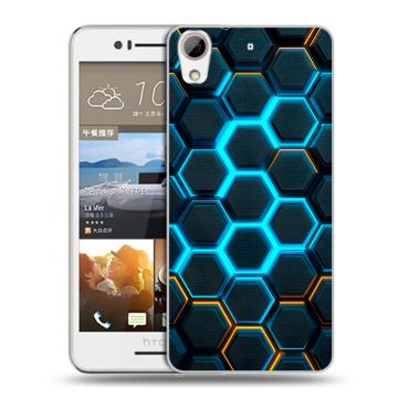 Пластиковый чехол на HTC Desire 728 с принтом Неоновые соты