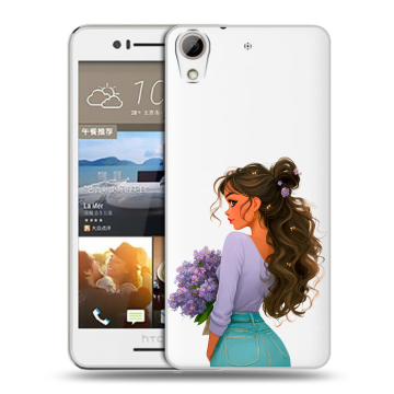 Пластиковый чехол на HTC Desire 728 с принтом девушка цветы Пластиковый чехол на HTC Desire 728 с принтом девушка цветы