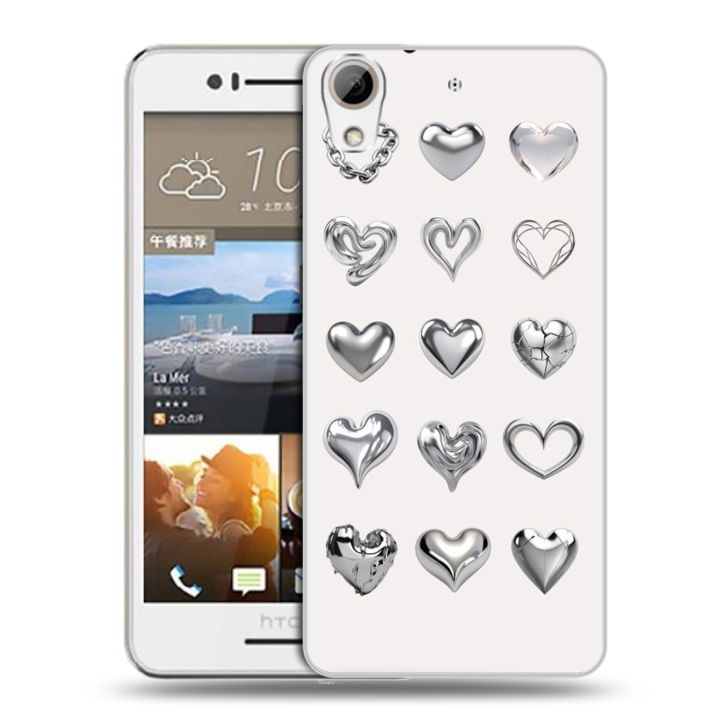 Пластиковый чехол на HTC Desire 728 с принтом Y2K сердечки Пластиковый чехол на HTC Desire 728 с принтом Y2K сердечки