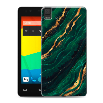 Силиконовый чехол на BQ Aquaris E4.5 с принтом Мрамор зеленое золото Силиконовый чехол на BQ Aquaris E4.5 с принтом Мрамор зеленое золото