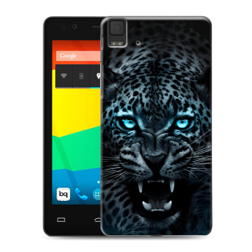 Силиконовый чехол на BQ Aquaris E4.5 с принтом Темный леопард Силиконовый чехол на BQ Aquaris E4.5 с принтом Темный леопард