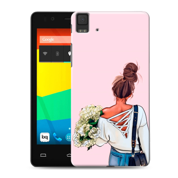 Силиконовый чехол на BQ Aquaris E4.5 с принтом Девушка и букет Силиконовый чехол на BQ Aquaris E4.5 с принтом Девушка и букет