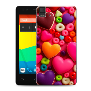 Силиконовый чехол на BQ Aquaris E4.5 с принтом Сердечки Силиконовый чехол на BQ Aquaris E4.5 с принтом Сердечки