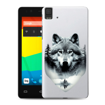 Силиконовый чехол на BQ Aquaris E4.5 с принтом Волк в лесу