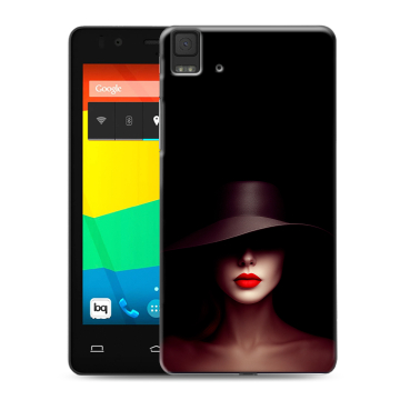Силиконовый чехол на BQ Aquaris E4.5 с принтом Девушка в шляпе