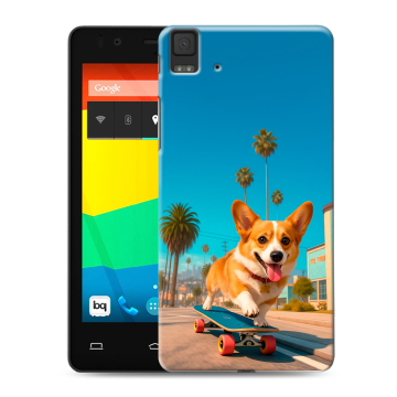 Силиконовый чехол на BQ Aquaris E4.5 с принтом Корги на скейте