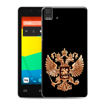 Силиконовый чехол на BQ Aquaris E4.5 с принтом Герб России золотой