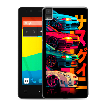 Силиконовый чехол на BQ Aquaris E4.5 с принтом Гоночные машины