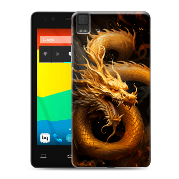 Силиконовый чехол на BQ Aquaris E4.5 с принтом Золотой дракон