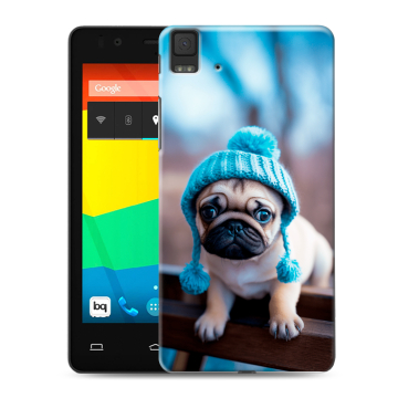 Силиконовый чехол на BQ Aquaris E4.5 с принтом Мопс в шапке