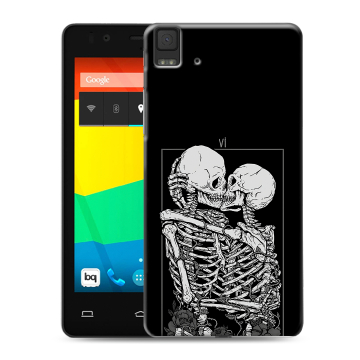 Силиконовый чехол на BQ Aquaris E4.5 с принтом Поцелуй скелетов