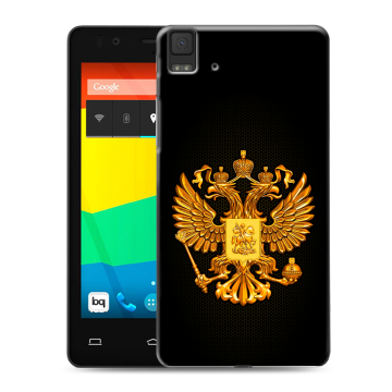 Силиконовый чехол на BQ Aquaris E4.5 с принтом Герб России желтый