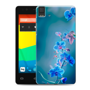 Силиконовый чехол на BQ Aquaris E4.5 с принтом Голубые цветы