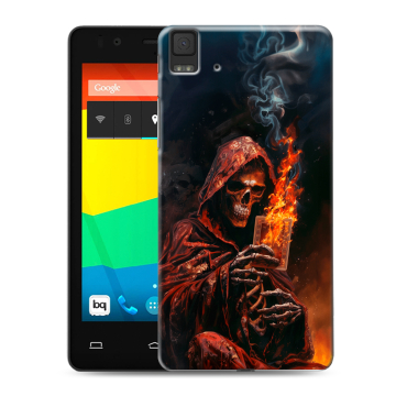 Силиконовый чехол на BQ Aquaris E4.5 с принтом Скелет и карты