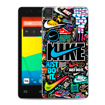 Силиконовый чехол на BQ Aquaris E4.5 с принтом найк nike черный