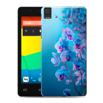 Силиконовый чехол на BQ Aquaris E4.5 с принтом голубые орхидеи