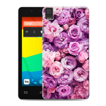 Силиконовый чехол на BQ Aquaris E4.5 с принтом лавандовые розы