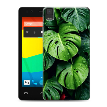 Силиконовый чехол на BQ Aquaris E4.5 с принтом Листья